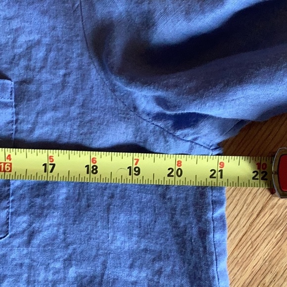 Sunny Leigh 100% linen pull on collarless tunic in sky blue with long sl… - Picture 8 of 12